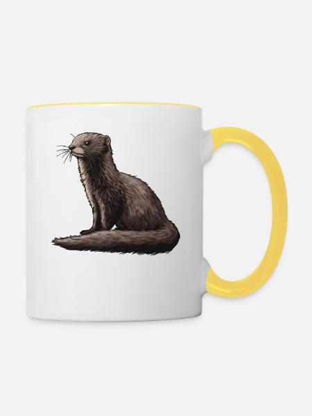 Nerze Nerz - Tasse zweifarbig - Weiß/Gelb