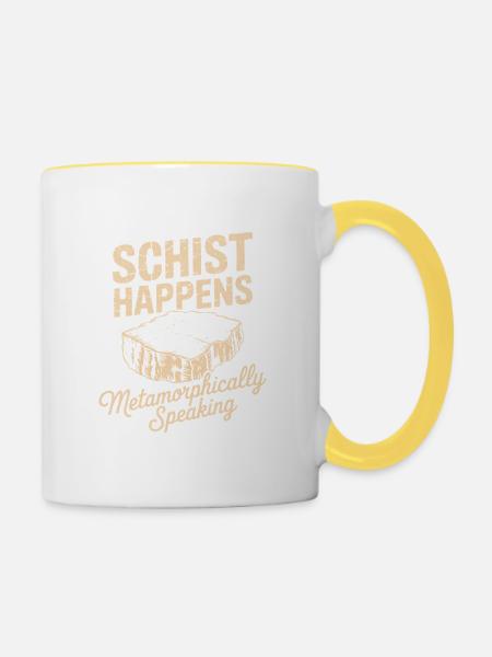 Schiefer geschieht metaphorisch gesprochen - Tasse zweifarbig - Weiß/Gelb