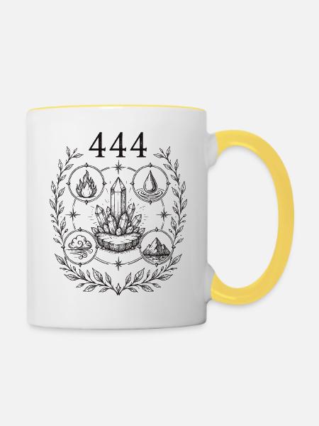 444 Kristallelemente - Tasse zweifarbig - Weiß/Gelb