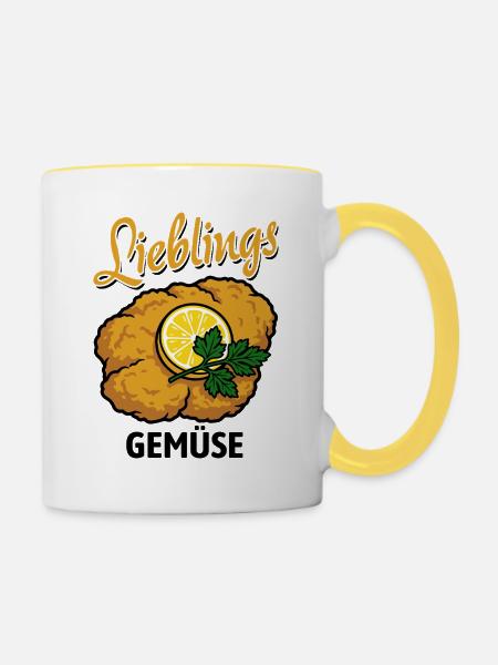 Schnitzel | Lieblings Gemüse - Tasse zweifarbig - Weiß/Gelb