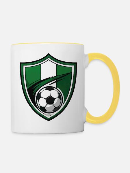 fussball-shield - Tasse zweifarbig - Weiß/Gelb