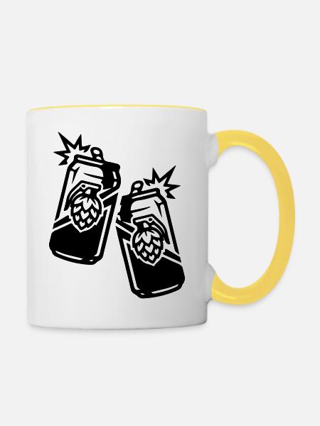 Bierdose Hopfen Dose Bier - Tasse zweifarbig - Weiß/Gelb