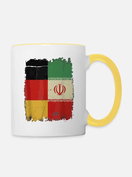 Flagge Deutschland Iran - Tasse zweifarbig - Weiß/Gelb