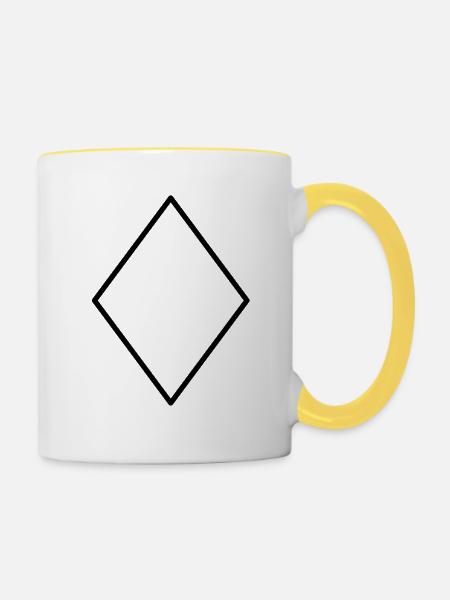 Raute minimalistisch - Tasse zweifarbig - Weiß/Gelb