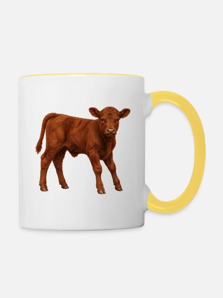 Red Angus Kalb - Tasse zweifarbig - Weiß/Gelb