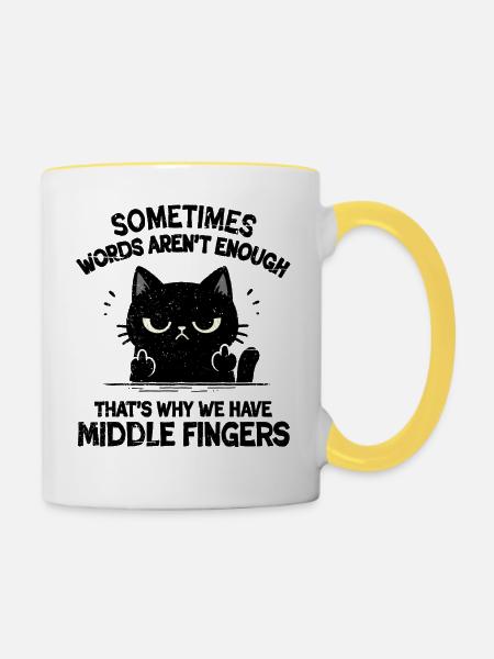 Deshalb haben wir Mittelfinger - Tasse zweifarbig - Weiß/Gelb