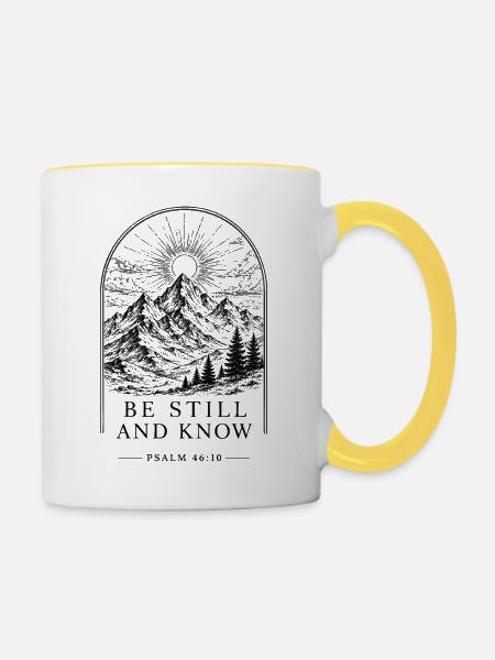 Bleib still, glaube - Tasse zweifarbig - Weiß/Gelb