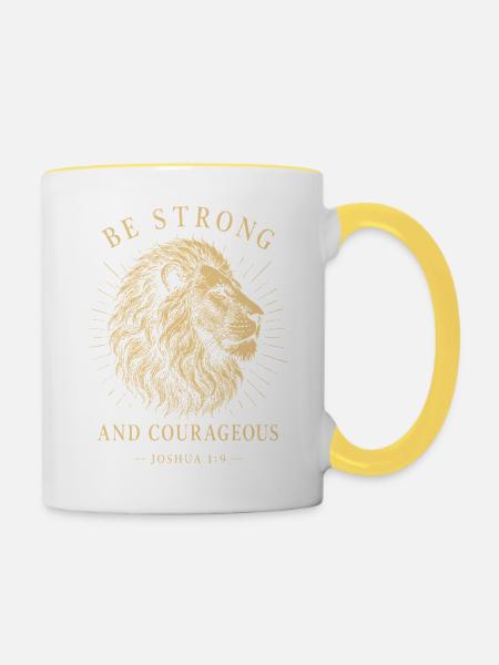 Starker, tapferer Löwe - Tasse zweifarbig - Weiß/Gelb