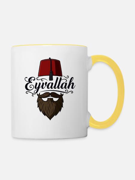 Eyvallah Bart Hut Islam   - Tasse zweifarbig - Weiß/Gelb
