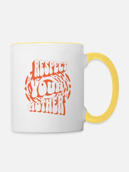 Respekt vor deiner Mutter - Tasse zweifarbig - Weiß/Gelb