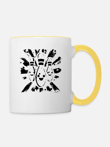 Cartoon Bowling Pins - Tasse zweifarbig - Weiß/Gelb