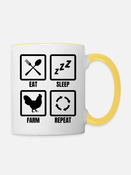Landwirtschaft Routine - Tasse zweifarbig - Weiß/Gelb
