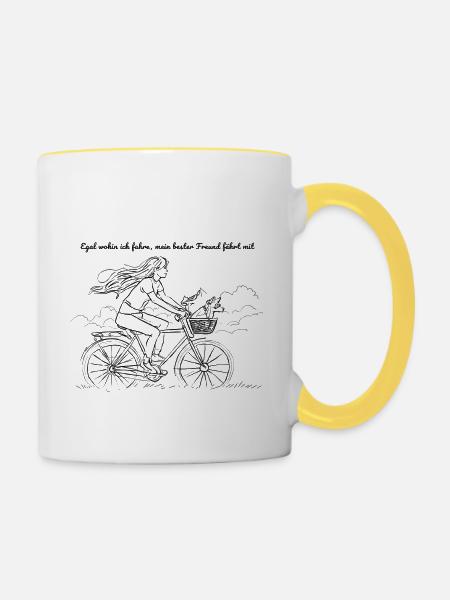 Fahrradträume im Wind - Tasse zweifarbig - Weiß/Gelb