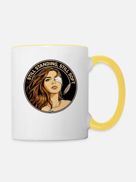 Noch stehend, immer noch weich - Tasse zweifarbig - Weiß/Gelb