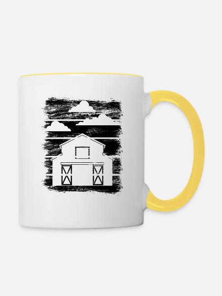 Scheune - Tasse zweifarbig - Weiß/Gelb