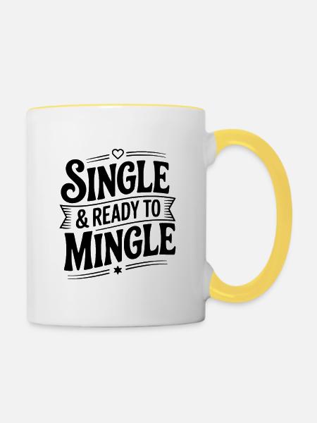 Single und bereit zum Mischen - Tasse zweifarbig - Weiß/Gelb