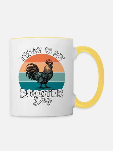 Hahn Rooster - Tasse zweifarbig - Weiß/Gelb