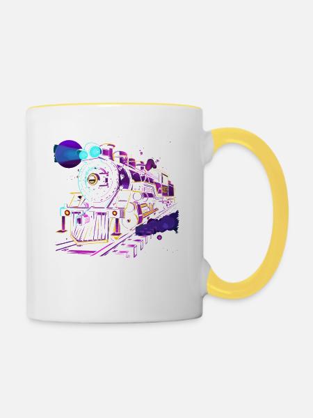 Eisenbahn Retrowave - Tasse zweifarbig - Weiß/Gelb