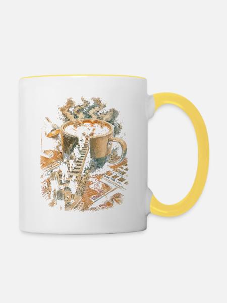 Kaffee Kaffeetrinker Kaffeeliebhaber - Tasse zweifarbig - Weiß/Gelb