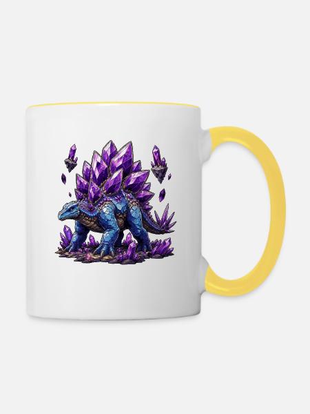 Azurblauer Kristalldrache - Tasse zweifarbig - Weiß/Gelb