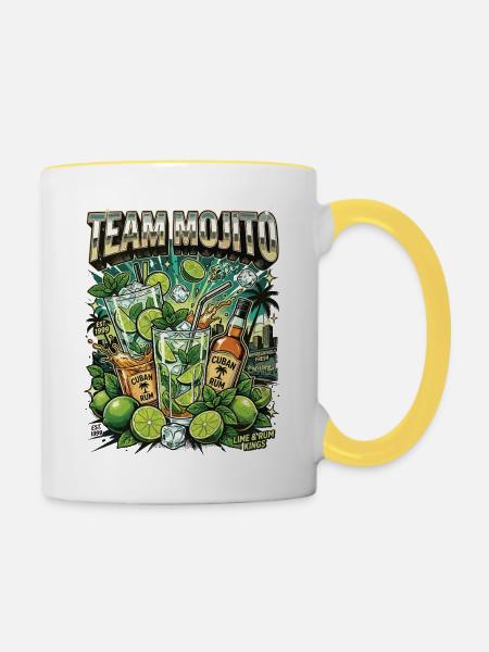 JGA Mojito Cocktail Barkeeper - Tasse zweifarbig - Weiß/Gelb