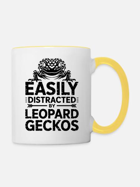 Leopardgecko Sprüche Lustige Leopardgecko Geschenk - Tasse zweifarbig - Weiß/Gelb