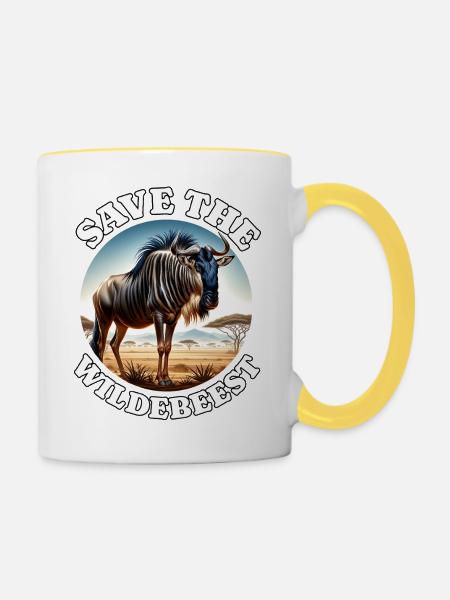 Gnu Save Wildebeest - Tasse zweifarbig - Weiß/Gelb