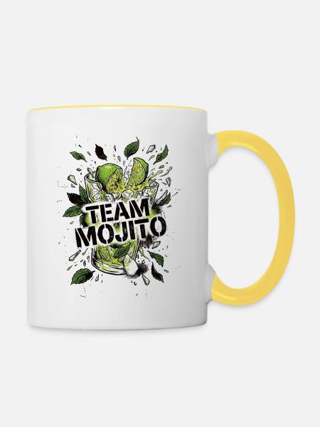 JGA Mojito Cocktail Barkeeper - Tasse zweifarbig - Weiß/Gelb