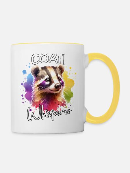 Nasenbär Flüsterer - Tasse zweifarbig - Weiß/Gelb
