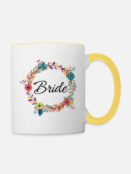 Blumen-Brautkranz - Tasse zweifarbig - Weiß/Gelb