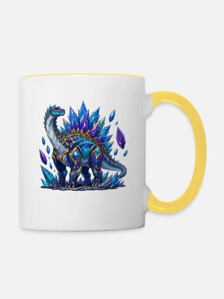 Eisblauer Kristalldrache - Tasse zweifarbig - Weiß/Gelb
