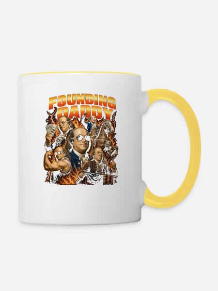 Gründervater Ben Franklin, 4. Juli - Tasse zweifarbig - Weiß/Gelb