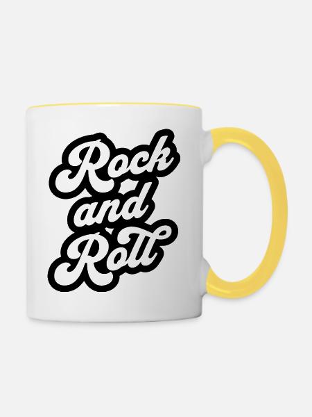 Rock 'n' Roll - Tasse zweifarbig - Weiß/Gelb