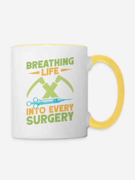 Anesthesiologist Breathing Life Anesthesia - Tasse zweifarbig - Weiß/Gelb