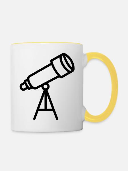Teleskop - Tasse zweifarbig - Weiß/Gelb
