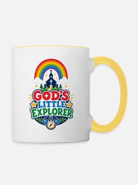 Gottes Kleiner Entdecker - Tasse zweifarbig - Weiß/Gelb