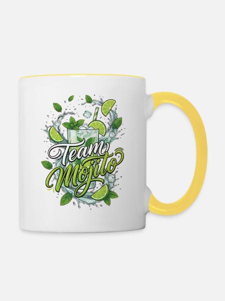 JGA Mojito Cocktail Barkeeper - Tasse zweifarbig - Weiß/Gelb