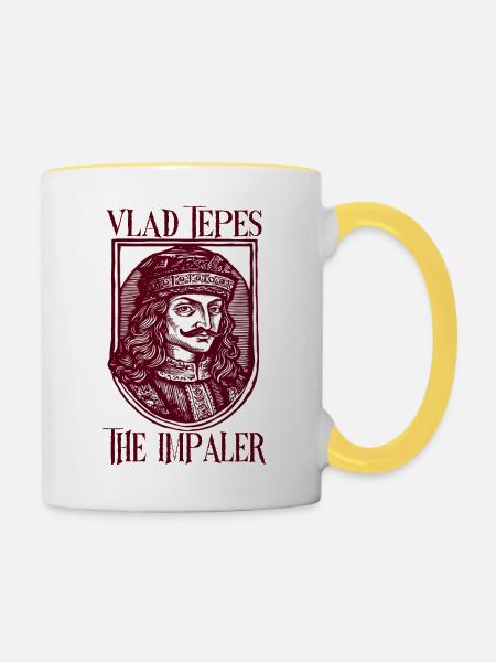 Vlad Tepes Der Impaler Schild - Tasse zweifarbig - Weiß/Gelb