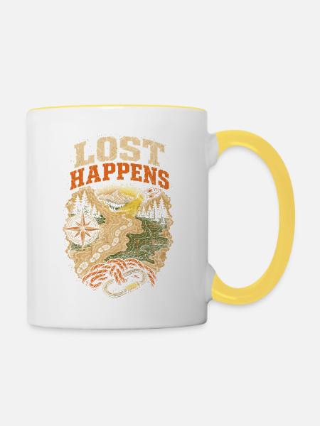 Rettungsteam Lost Happens - Tasse zweifarbig - Weiß/Gelb