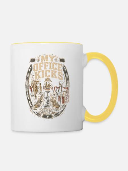 Hufschmied Hufschmiede My Office Kicks - Tasse zweifarbig - Weiß/Gelb