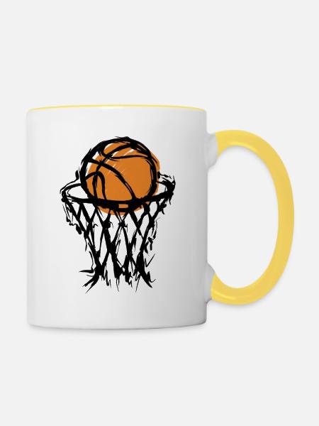 Basketball - Tasse zweifarbig - Weiß/Gelb