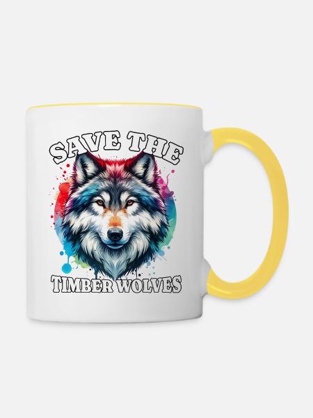 Grauwolf Save Timber Wolf - Tasse zweifarbig - Weiß/Gelb