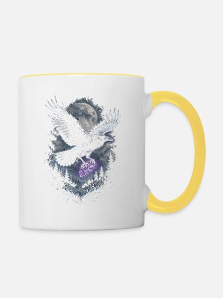 Rabe Raben - Tasse zweifarbig - Weiß/Gelb