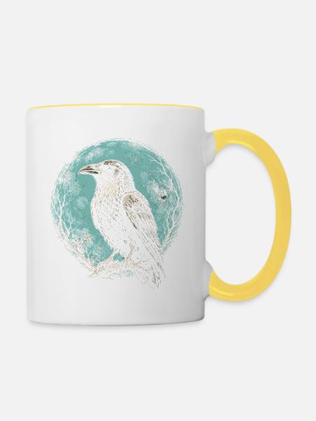Rabe Raben - Tasse zweifarbig - Weiß/Gelb