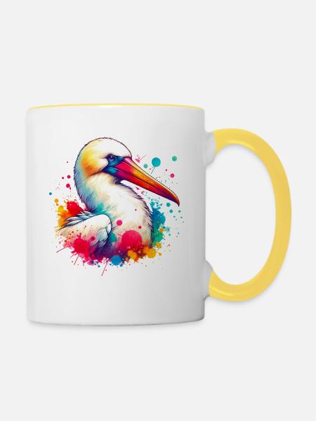 Nazca Tölpel Motiv - Tasse zweifarbig - Weiß/Gelb