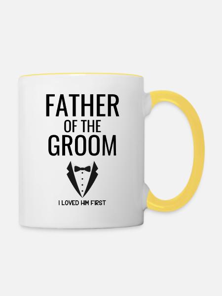 Vater Bräutigam Tuxedo - Tasse zweifarbig - Weiß/Gelb