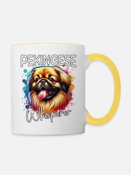 Pekinese Flüsterer - Tasse zweifarbig - Weiß/Gelb
