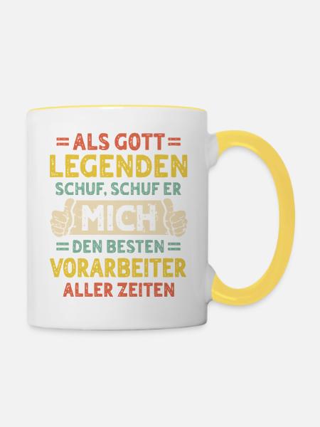 Vorarbeiter - Tasse zweifarbig - Weiß/Gelb