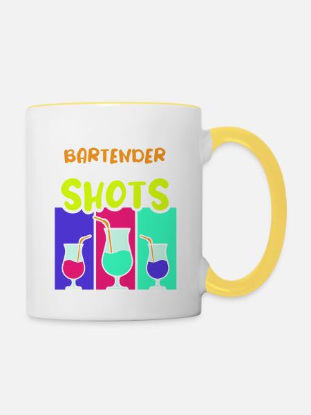 Kellner Barkeeper Ober Bar Bartender barchef - Tasse zweifarbig - Weiß/Gelb
