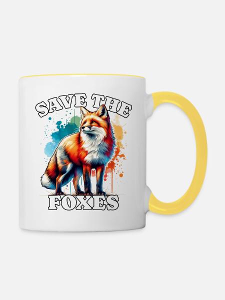 Rotfuchs Fuchs Save Fox - Tasse zweifarbig - Weiß/Gelb